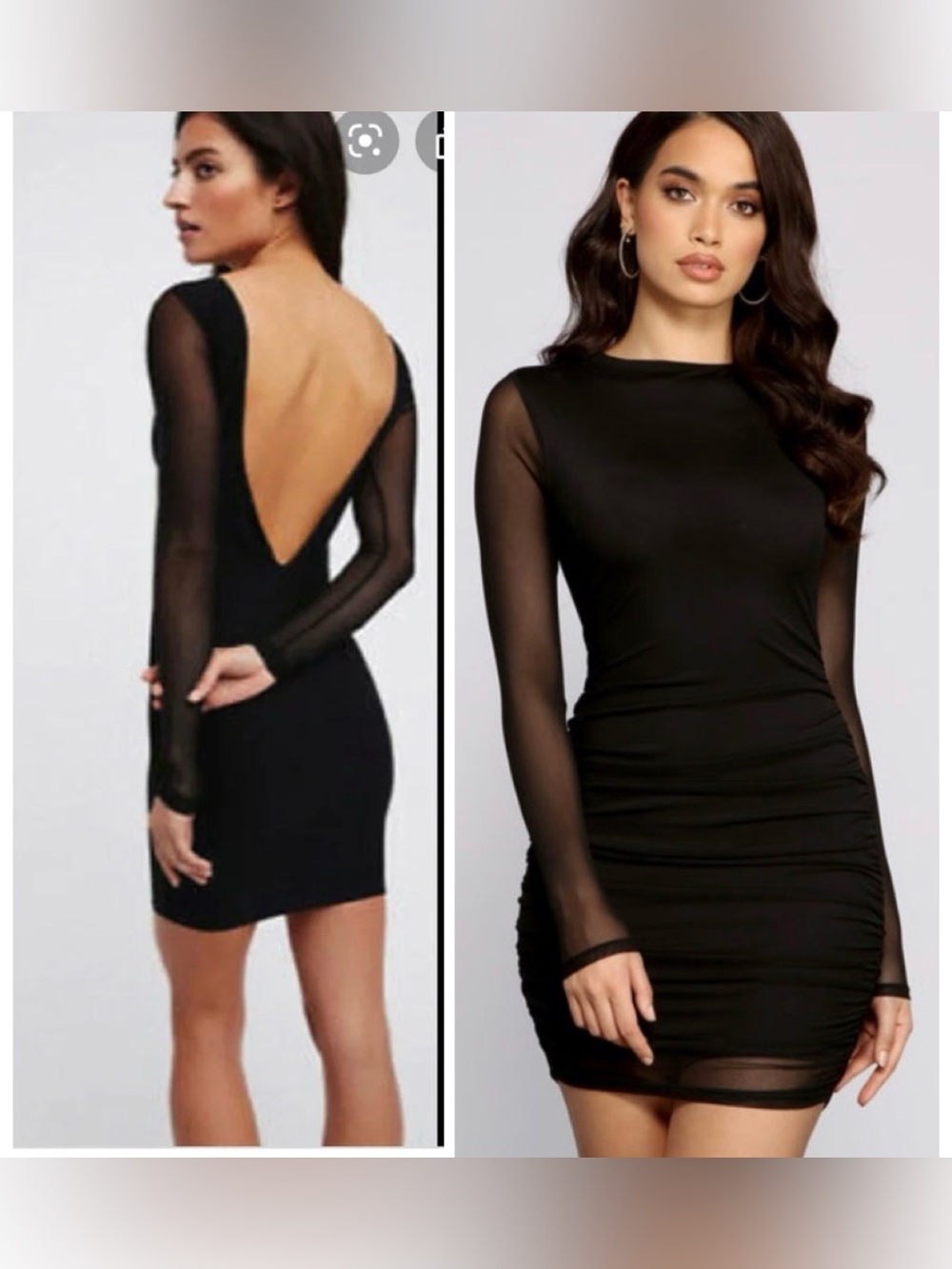 NWT Free People Intimately Scorpio Black Mesh Sleeve Bodycon Dress XS/S - Picture 1 of 5